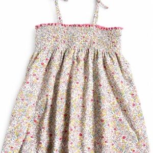 Zara Floral Smocked Sundress in White, Pink, Yellow and Blue